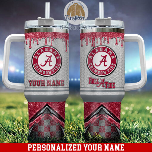 alabama crimson tide glitter ncaa custom stanley quencher 40oz stainless steel tumbler with handle ua2dq