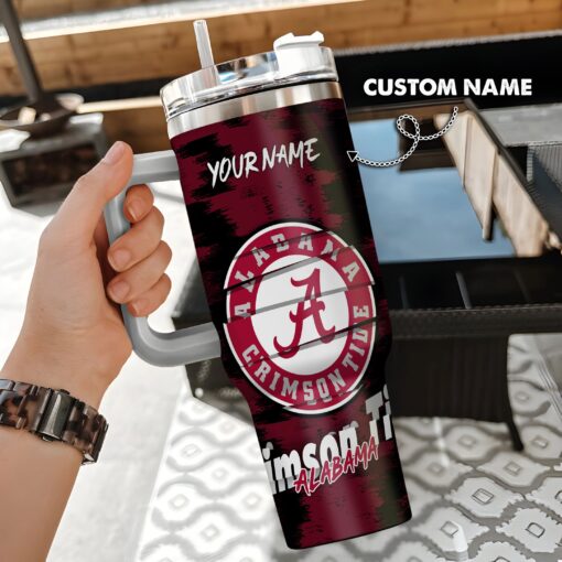 alabama crimson tide ncaa custom stanley quencher 40oz stainless steel tumbler with handle ftobv