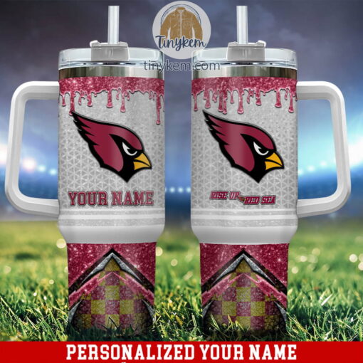 arizona cardinals glitter nfl custom stanley quencher 40oz stainless steel tumbler with handle 8eir5