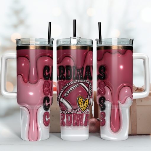 arizona cardinals nfl 3d inflated puff effect custom stanley quencher 40oz stainless steel tumbler with handle 4yelk