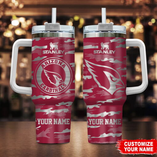 arizona cardinals nfl camo pattern custom stanley quencher 40oz stainless steel tumbler with handle l3wzt