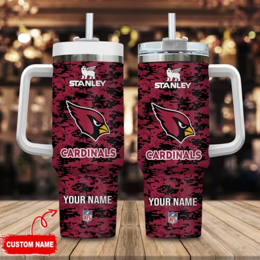 arizona cardinals nfl camouflage custom stanley quencher 40oz stainless steel tumbler with handle