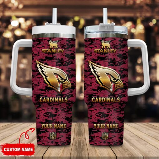 arizona cardinals nfl camouflage golden logo custom stanley quencher 40oz stainless steel tumbler with handle itbe9