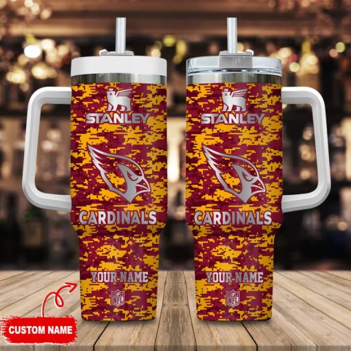 arizona cardinals nfl camouflage silver logo custom stanley quencher 40oz stainless steel tumbler with handle ns0jn