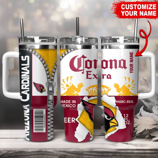 arizona cardinals nfl corona extra custom stanley quencher 40oz stainless steel tumbler with handle fn3zo