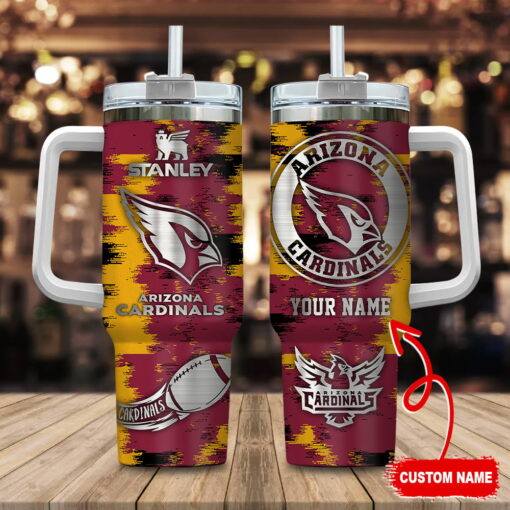 arizona cardinals nfl custom stanley quencher 40oz stainless steel tumbler with handle vzzdo