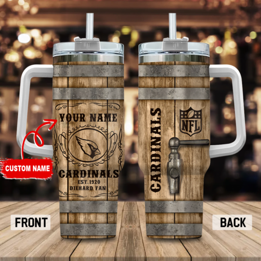 arizona cardinals nfl diehard fan custom stanley quencher 40oz stainless steel tumbler with handle