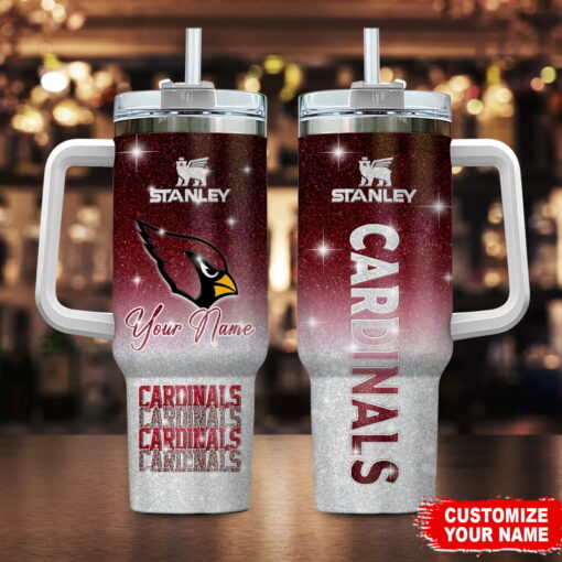 arizona cardinals nfl glitter custom stanley quencher 40oz stainless steel tumbler with handle