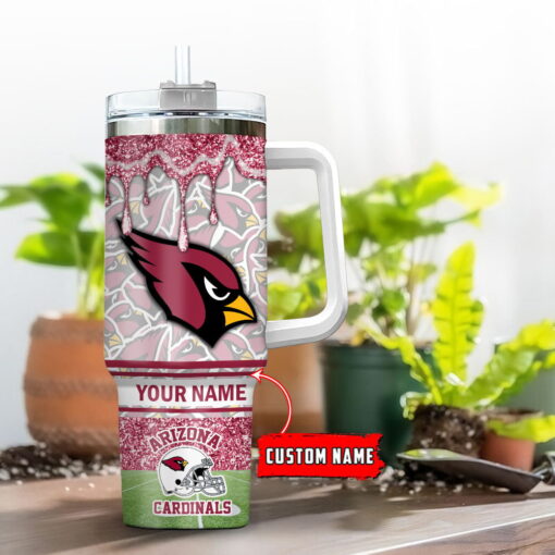 arizona cardinals nfl glitter custom stanley quencher 40oz stainless steel tumbler with handle tovty