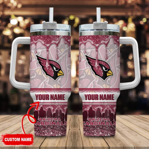 arizona cardinals nfl glitter custom stanley quencher 40oz stainless steel tumbler with handle z2dwa