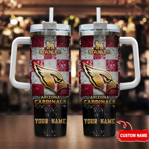 arizona cardinals nfl glitter golden logo custom stanley quencher 40oz stainless steel tumbler with handle cbylp