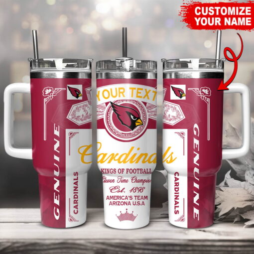 arizona cardinals nfl kings of football custom stanley quencher 40oz stainless steel tumbler with handle vb3zf