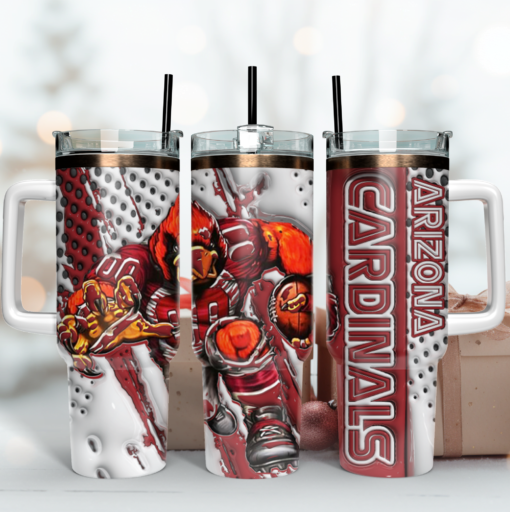 arizona cardinals nfl mascot custom stanley quencher 40oz stainless steel tumbler with handle qokkw