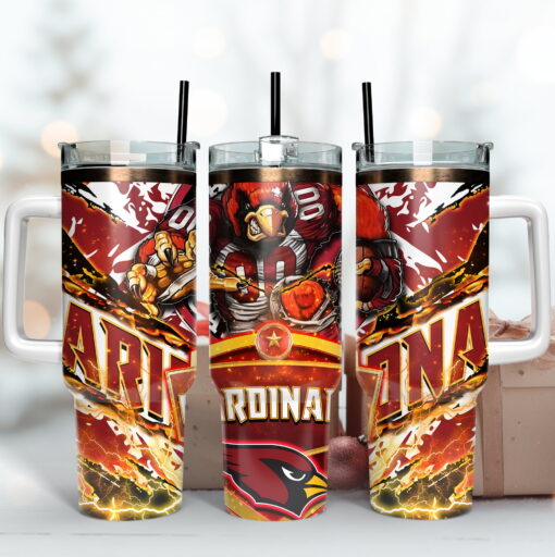 arizona cardinals nfl mascot custom stanley quencher 40oz stainless steel tumbler with handle roqer