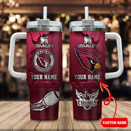 arizona cardinals nfl metal style custom stanley quencher 40oz stainless steel tumbler with handle tuygw