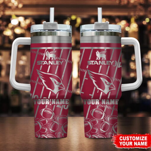 arizona cardinals nfl silver custom stanley quencher 40oz stainless steel tumbler with handle oc5yc