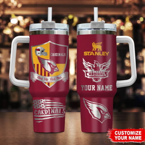 arizona cardinals nfl silver logo custom stanley quencher 40oz stainless steel tumbler with handle ev80s