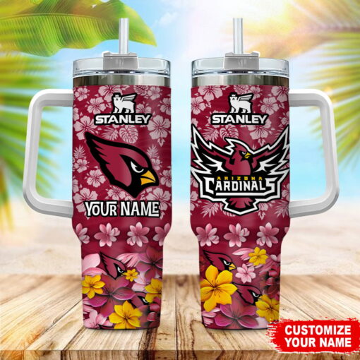 arizona cardinals nfl tropical floral custom stanley quencher 40oz stainless steel zwv5v