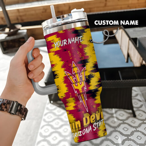 arizona state sun devils ncaa custom stanley quencher 40oz stainless steel tumbler with handle dfi4h