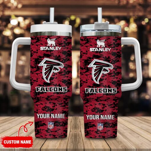 atlanta falcons nfl camouflage custom stanley quencher 40oz stainless steel tumbler with handle cfqmk