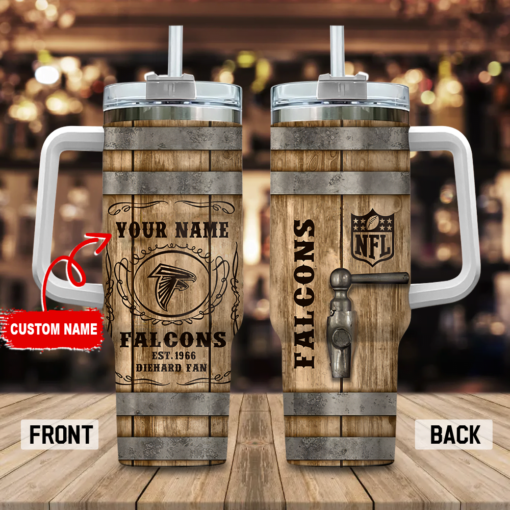 atlanta falcons nfl diehard fan custom stanley quencher 40oz stainless steel tumbler with handle uznsl