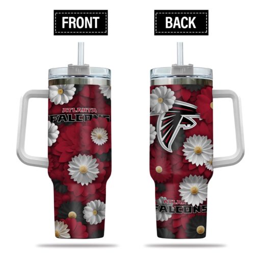 atlanta falcons nfl flowers custom stanley quencher 40oz stainless steel tumbler with handle nw7is