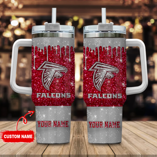 atlanta falcons nfl glitter and diamonds bling custom stanley quencher 40oz stainless steel tumbler with handle ptehc