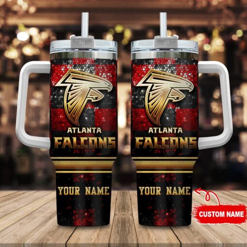 atlanta falcons nfl glitter golden logo custom stanley quencher 40oz stainless steel tumbler with handle ekj1e