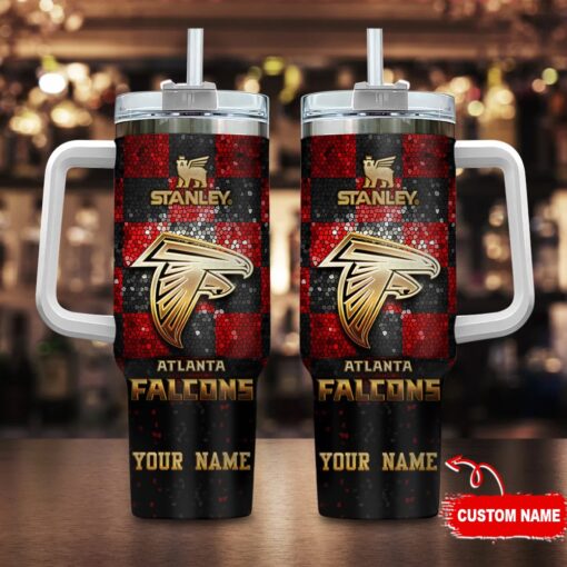 atlanta falcons nfl glitter golden logo custom stanley quencher 40oz stainless steel tumbler with handle l904e