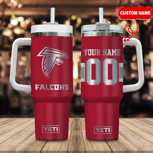 atlanta falcons nfl laser engraved effect custom stanley quencher 40oz stainless steel tumbler with handle 9wbom