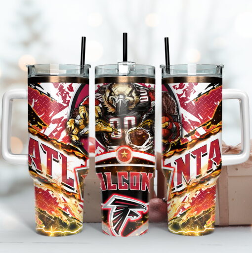 atlanta falcons nfl mascot custom stanley quencher 40oz stainless steel tumbler with handle k9h3s