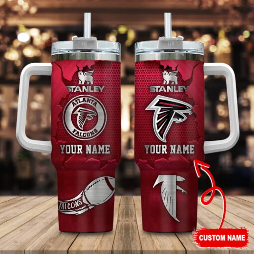 atlanta falcons nfl metal style custom stanley quencher 40oz stainless steel tumbler with handle pkrhj