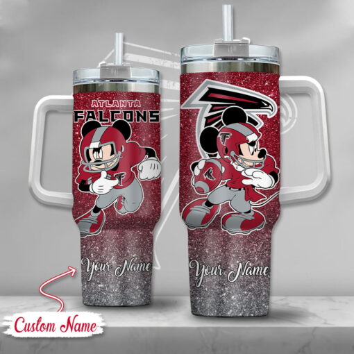 atlanta falcons nfl mickey mouse glitter custom stanley quencher 40oz stainless steel tumbler with handle 7hpob