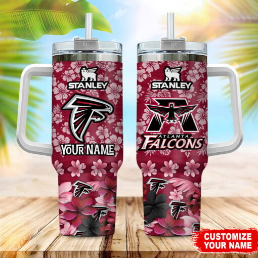 atlanta falcons nfl tropical floral custom stanley quencher 40oz stainless steel by8nv