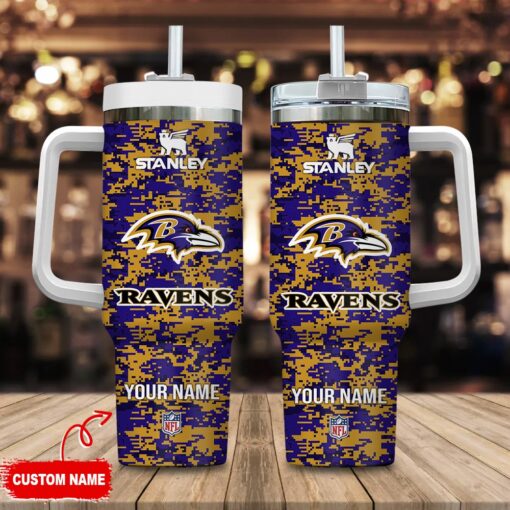 baltimore ravens nfl camouflage custom stanley quencher 40oz stainless steel tumbler with handle hahgs