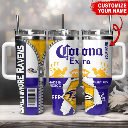 baltimore ravens nfl corona extra custom stanley quencher 40oz stainless steel tumbler with handle noiui