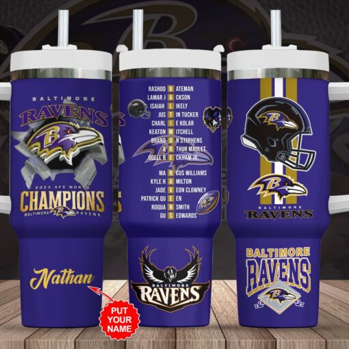 baltimore ravens nfl custom stanley quencher 40oz stainless steel tumbler with handle hwvf2