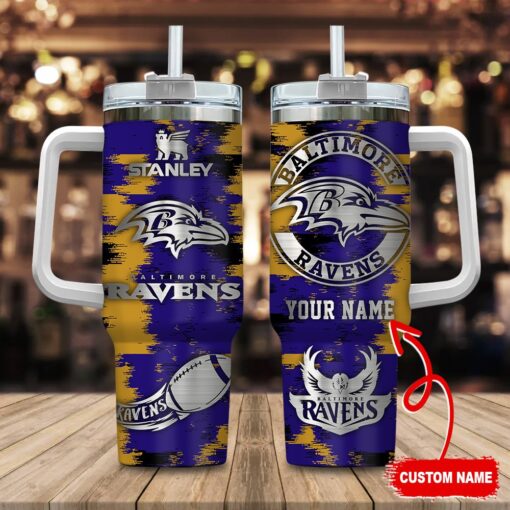 baltimore ravens nfl custom stanley quencher 40oz stainless steel tumbler with handle ieknb