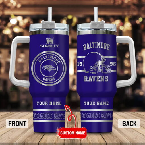 baltimore ravens nfl custom stanley quencher 40oz stainless steel tumbler with handle rqnoy