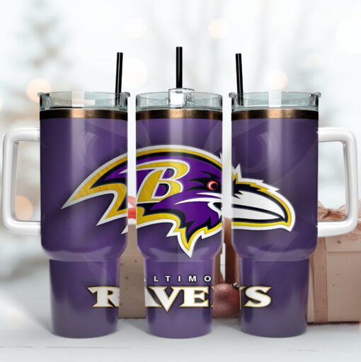 baltimore ravens nfl custom stanley quencher 40oz stainless steel tumbler with handle sujr7