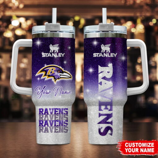 baltimore ravens nfl glitter custom stanley quencher 40oz stainless steel tumbler with handle 0srlq