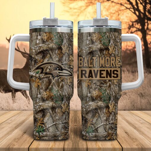 baltimore ravens nfl hunting custom stanley quencher 40oz stainless steel tumbler with handle ecesl