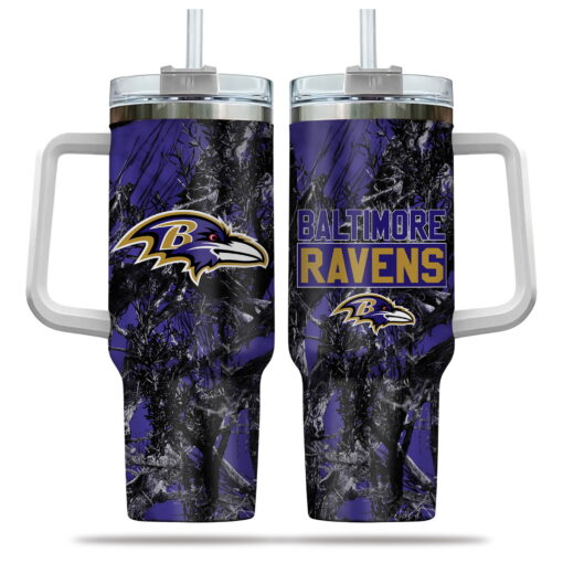 baltimore ravens nfl hunting custom stanley quencher 40oz stainless steel tumbler with handle mry5j