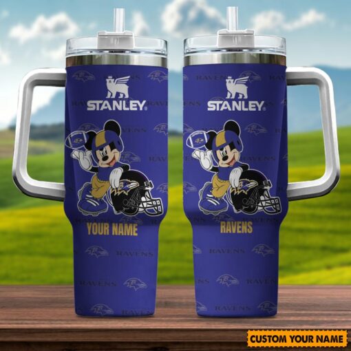 baltimore ravens nfl mickey mouse custom stanley quencher 40oz stainless steel tumbler with handle 8grkb