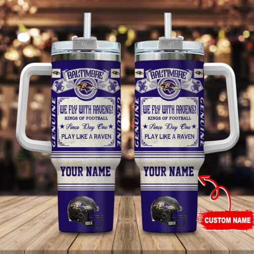 baltimore ravens nfl vintage kings of football custom stanley quencher 40oz stainless steel tumbler with handle pidcy