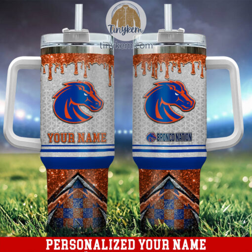 boise state broncos glitter ncaa custom stanley quencher 40oz stainless steel tumbler with handle 0ylko