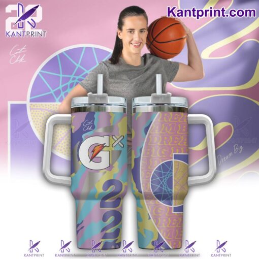 caitlin clark x gatorade dream big ncaa custom stanley quencher 40oz stainless steel vzprg