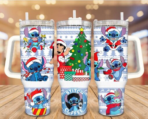 christmas stitch disney cartoon custom stanley quencher 40oz stainless steel tumbler with handle 4ozcn