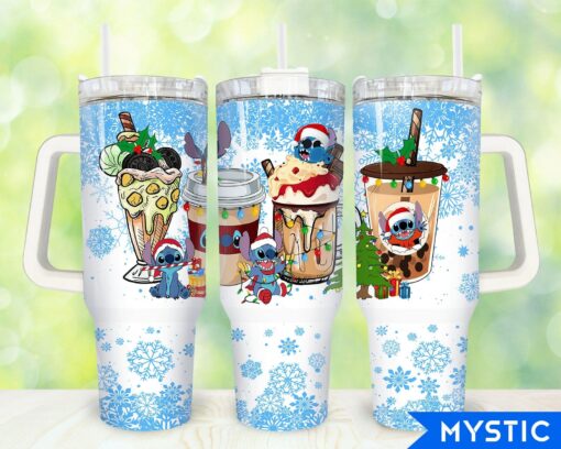 christmas stitch disney cartoon custom stanley quencher 40oz stainless steel tumbler with handle 4remu