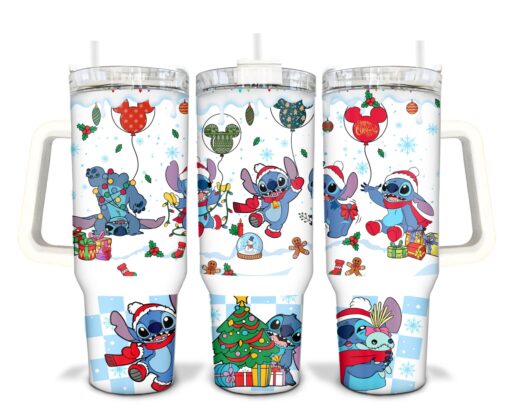 christmas stitch disney cartoon custom stanley quencher 40oz stainless steel tumbler with handle f5ttz scaled